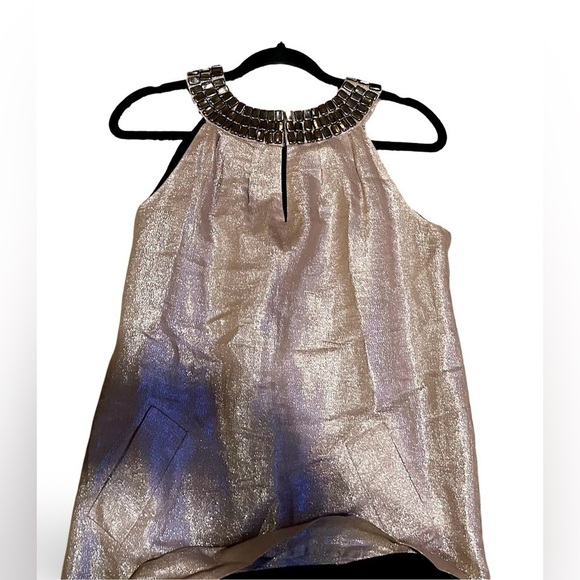 WALTER SIZE 6 🍒CHAMPAGNE GOLD JEWEL COLLARED SILK DRESS FULLY LINED CLASP FRONT - Picture 3 of 12